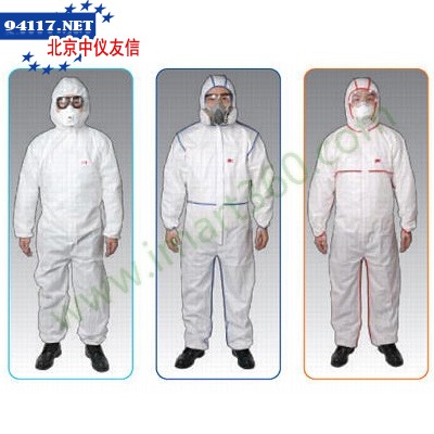 XM0038058893M4640白色带帽连体防护服采用双材料，XXL码